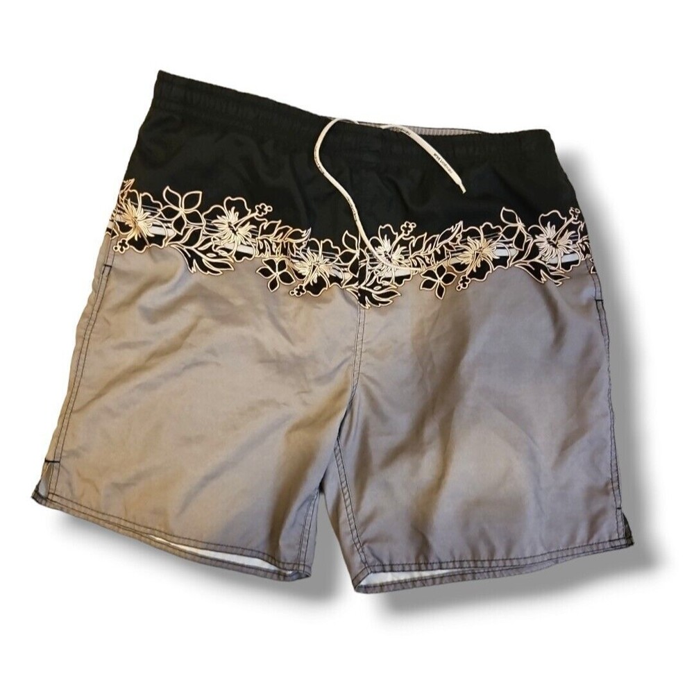 Newport Blue Gray Swim Shorts Mens Size L Mesh Drawstring Pocket Trunks Island